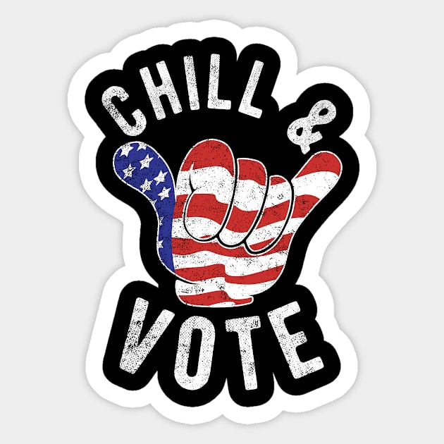 2020 Election, Chill & Vote Shaka Flag Hand Voting Sticker by FrontalLobe